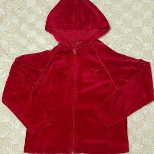 Red Velour Zip-Up Size L-XL